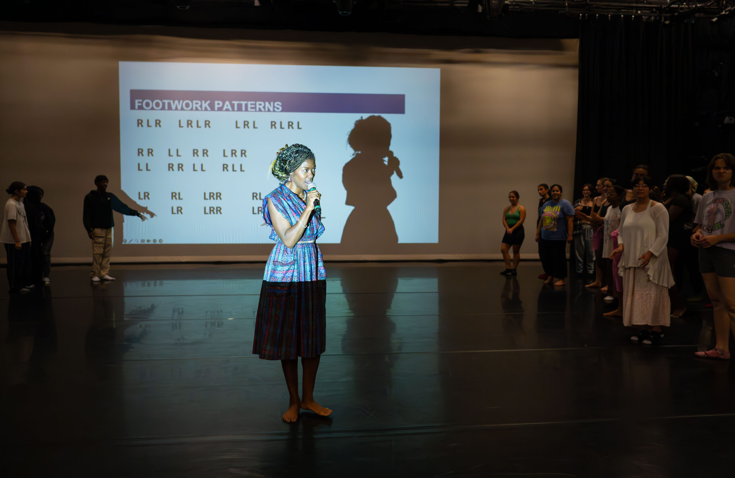 Shireen Dickson onstage presenting at Columbia College Rhythm Symposium September 2024 photo by Julie Lucas